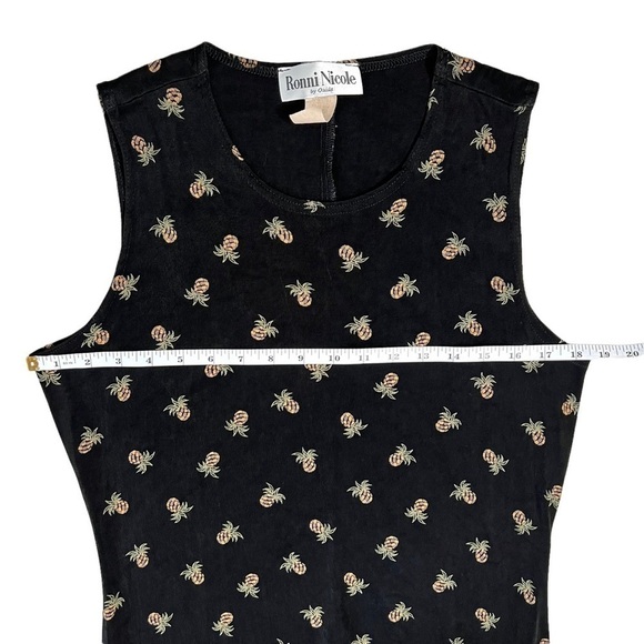 Vintage Ronni Nichole Black Mini Pineapple Printed Tropical Maxi Dress Medium - Picture 8 of 11